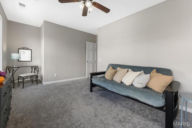 3618 Mcree Ave, Saint Louis, MO 63110 - carpeted living area featuring a ceiling fan and baseboards