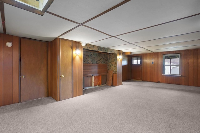 1163 Peace Valley Ln, Hermann, MO 65041 - basement featuring carpet flooring and wood walls