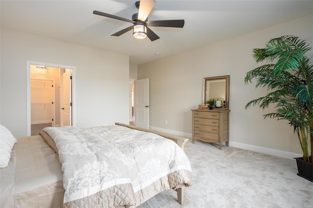 192 Santa Elena Dr, Wentzville, MO 63385 - bedroom with light carpet, baseboards, and a ceiling fan