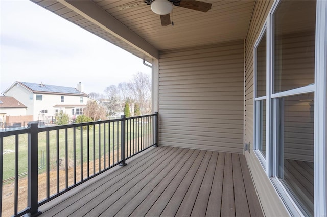 192 Santa Elena Dr, Wentzville, MO 63385 - deck with ceiling fan, a yard, and a residential view