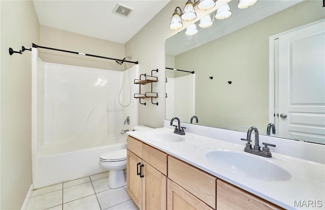 460 Fortress Ct, Saint Charles, MO 63303 - full bath with shower / bath combination, toilet, double vanity, and tile patterned flooring
