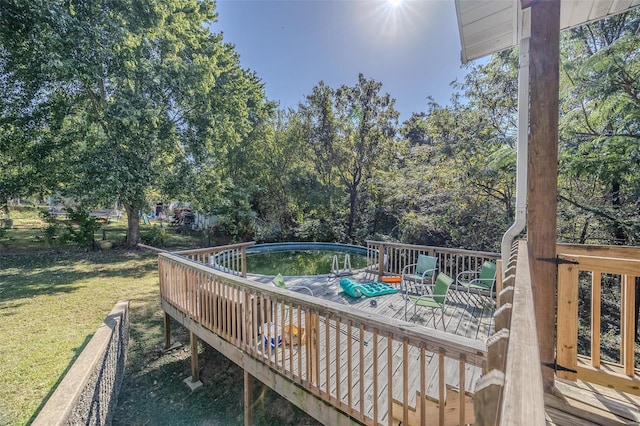735 Dale Ln, Richland, MO 65556 - wooden terrace featuring a yard