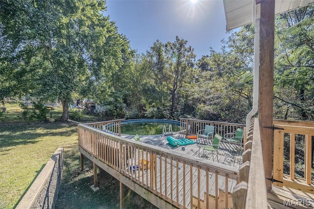 735 Dale Ln, Richland, MO 65556 - wooden deck featuring a yard and view of scattered trees