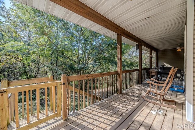 735 Dale Ln, Richland, MO 65556 - wooden terrace featuring outdoor dining area