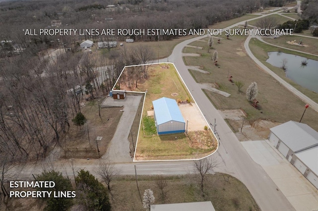 6400 Hoot Owl Ln, French Village, MO 63036 - aerial overview of property's location with property parcel outlined and a nearby body of water