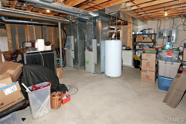 589 Wetherby Terrace Dr, Ballwin, MO 63021 - unfinished basement with gas water heater and electric panel