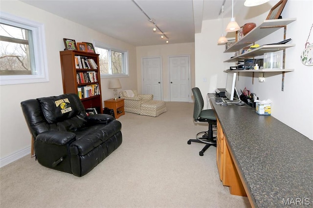 589 Wetherby Terrace Dr, Ballwin, MO 63021 - office featuring light colored carpet and rail lighting