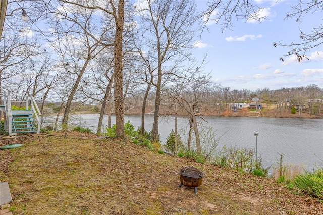 9449 E Lake View Dr, Bonne Terre, MO 63628 - water view with a fire pit and stairway