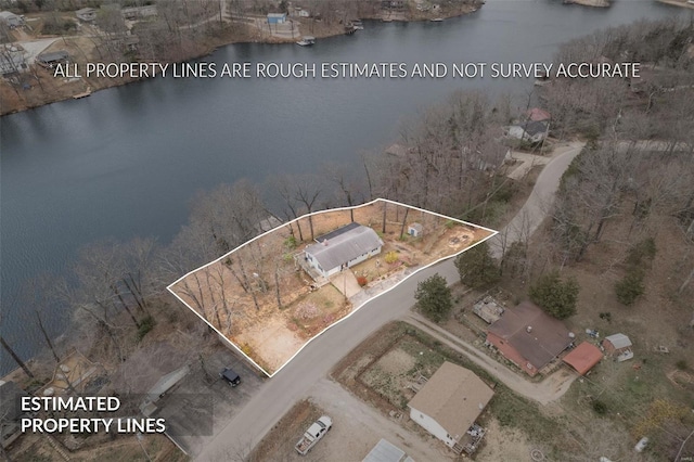 9449 E Lake View Dr, Bonne Terre, MO 63628 - aerial overview of property's location with a large body of water and property boundaries highlighted