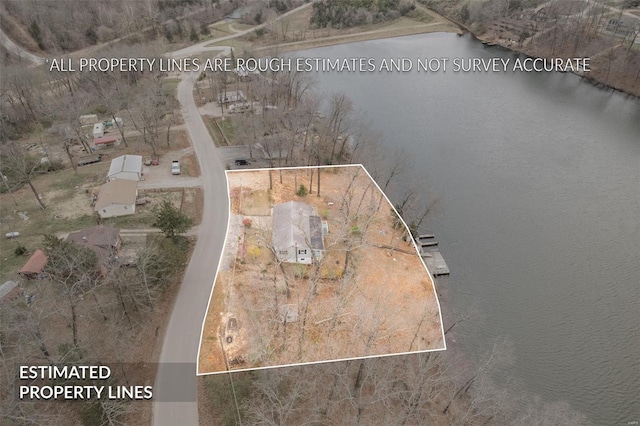 9449 E Lake View Dr, Bonne Terre, MO 63628 - aerial overview of property's location with a large body of water and property parcel outlined