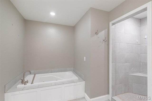 151 Alisha Ave, Poplar Bluff, MO 63901 - full bathroom with a tub with jets, baseboards, and a tile shower