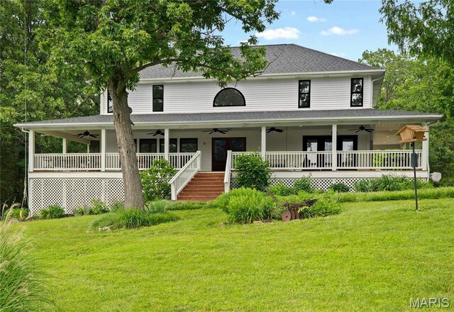 3724 Nadler Rd, Mo, MO 63385 - country-style home featuring ceiling fan, a front lawn, and a porch