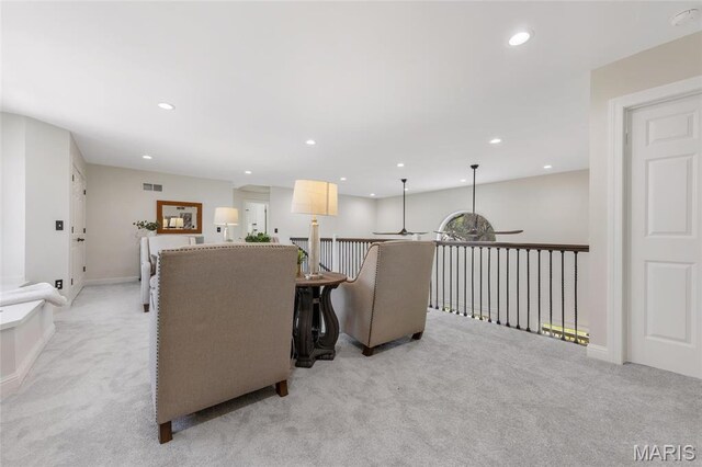 3724 Nadler Rd, Mo, MO 63385 - living room featuring light carpet, a ceiling fan, recessed lighting, and baseboards