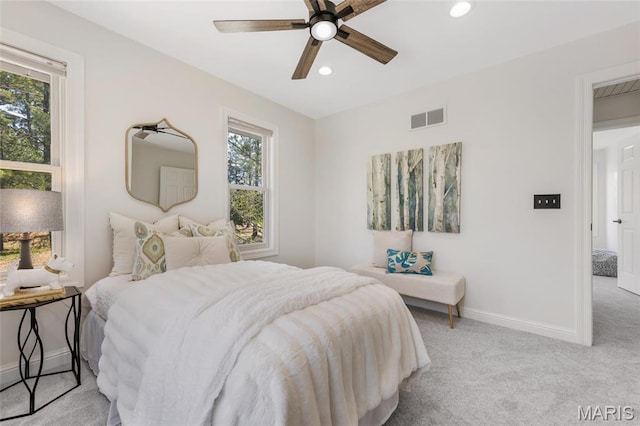 3724 Nadler Rd, Mo, MO 63385 - bedroom with recessed lighting, light colored carpet, baseboards, and a ceiling fan