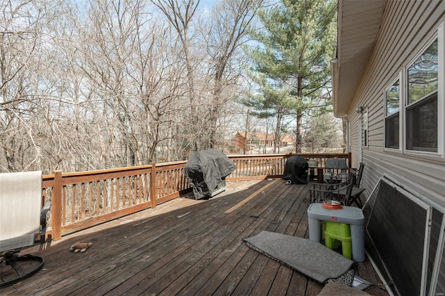 deck featuring area for grilling