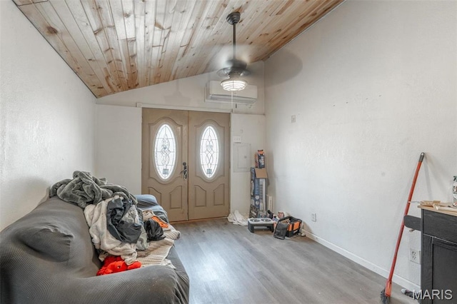465 Hickory Meadow Ln, Poplar Bluff, MO 63901 - entryway featuring wood finished floors, vaulted ceiling, wooden ceiling, and baseboards