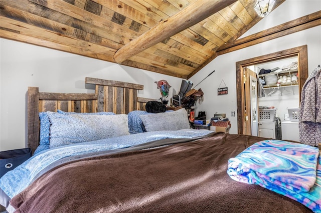 11165 Villmer Rd, Cadet, MO 63630 - bedroom with washing machine and dryer and wood ceiling