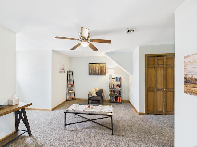 201 Bobby Dale Dr, Waynesville, MO 65583 - carpeted living area with ceiling fan and baseboards