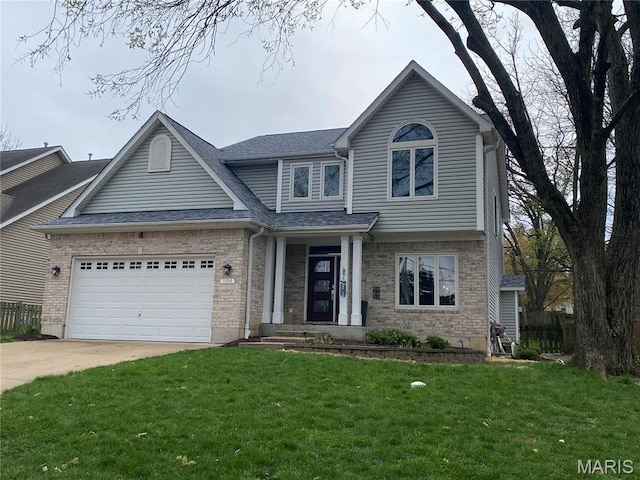 11808 Manhattan Ave, Des Peres, MO 63131 - view of front of home featuring brick siding, driveway, a garage, and roof with shingles