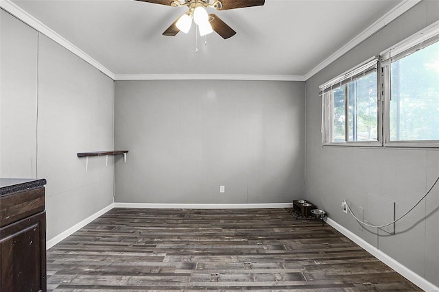 4242 Walsh St, Saint Louis, MO 63116 - unfurnished room with ceiling fan, dark wood-type flooring, crown molding, and baseboards