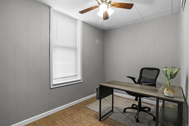 4242 Walsh St, Saint Louis, MO 63116 - office space with a ceiling fan and baseboards
