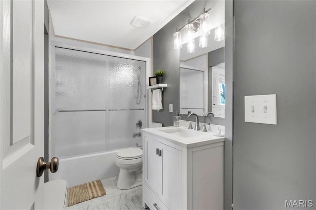 1680 Layven Ave, Florissant, MO 63031 - full bathroom with vanity, marble look tile flooring, and shower / washtub combination