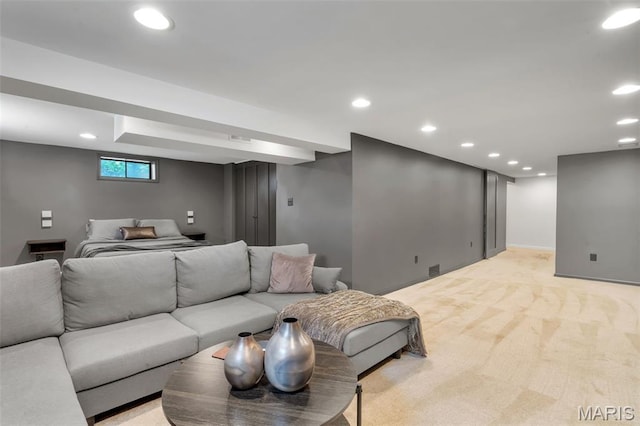 1680 Layven Ave, Florissant, MO 63031 - living room with light carpet and recessed lighting