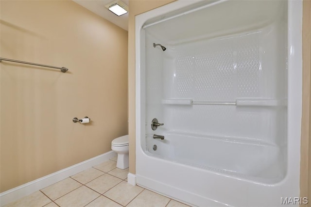 409 Country Club Vw, Edwardsville, IL 62025 - bathroom featuring tile patterned floors, toilet, baseboards, and tub / shower combination