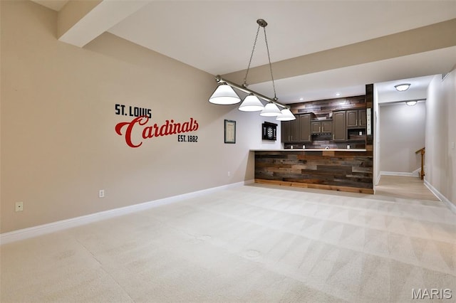 409 Country Club Vw, Edwardsville, IL 62025 - kitchen with dark brown cabinetry, light carpet, baseboards, recessed lighting, and tasteful backsplash