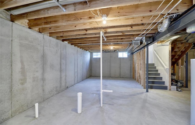 below grade area with stairs