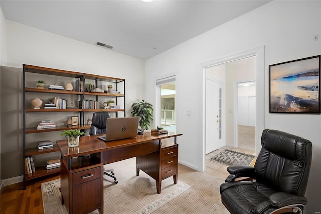 office area with baseboards