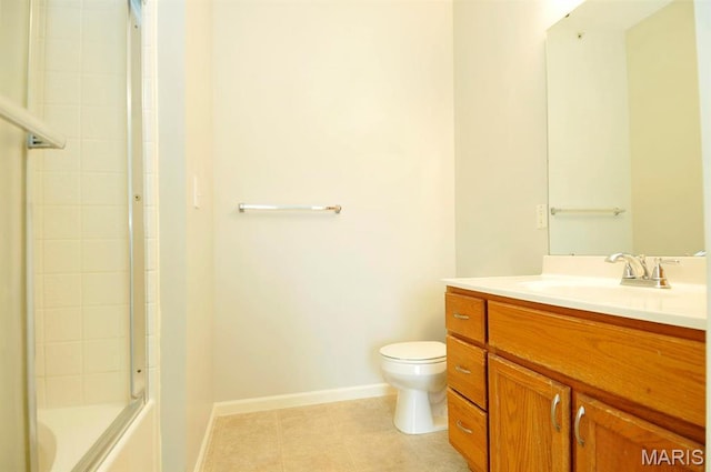 39 Kassebaum Ln Unit 303, Saint Louis, MO 63129 - full bathroom with toilet, baseboards, tile patterned flooring, vanity, and enclosed tub / shower combo