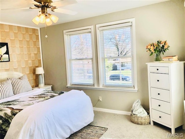 3579 Boswell, St John, MO 63114 - bedroom with multiple windows, carpet floors, baseboards, and a ceiling fan