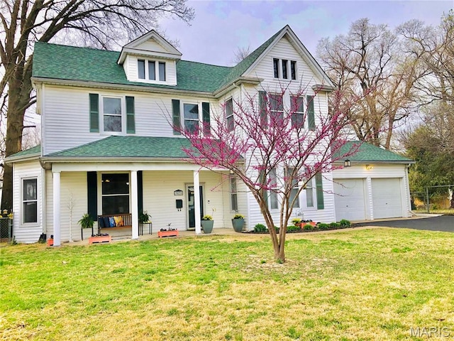 3579 Boswell, St John, MO 63114 - view of front of property with a porch, a garage, roof with shingles, and driveway