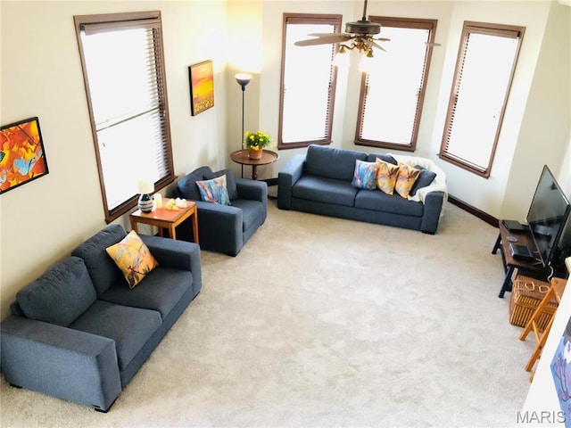 3579 Boswell, St John, MO 63114 - carpeted living area featuring ceiling fan