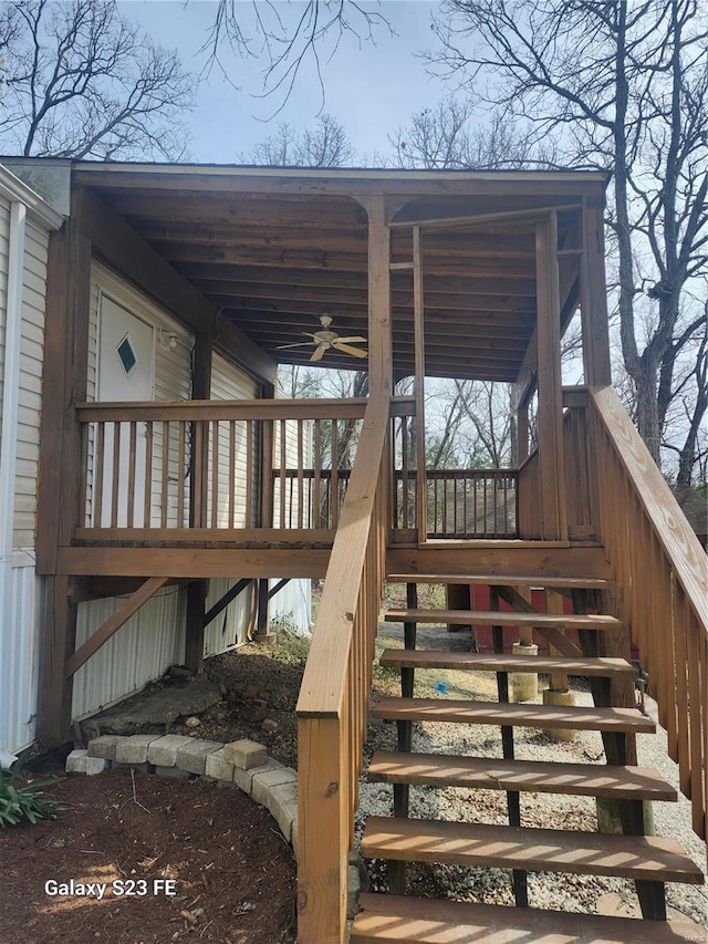 209 Sentry Oaks, Union, MO 63084 - wooden terrace featuring stairs and a ceiling fan