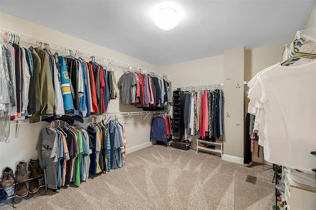 spacious closet featuring carpet flooring