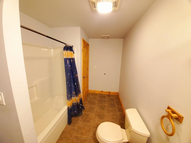 104 E Bryan St, Ewing, MO 63440 - full bathroom with toilet, tile patterned floors, baseboards, and shower / tub combo