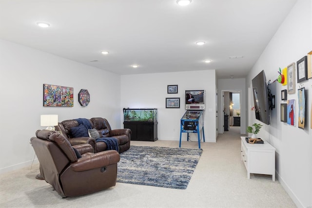 7121 Lost Oak Dr, Edwardsville, IL 62025 - living area with light colored carpet, recessed lighting, and baseboards