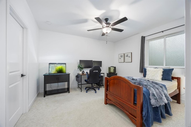 7121 Lost Oak Dr, Edwardsville, IL 62025 - bedroom featuring carpet flooring, a desk, ceiling fan, and baseboards