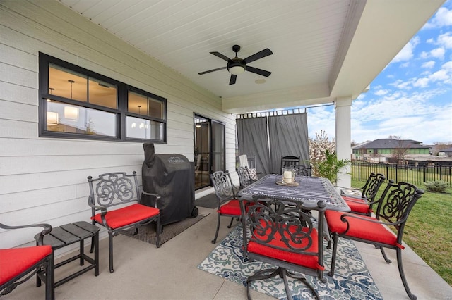 7121 Lost Oak Dr, Edwardsville, IL 62025 - view of patio / terrace with outdoor dining space and ceiling fan