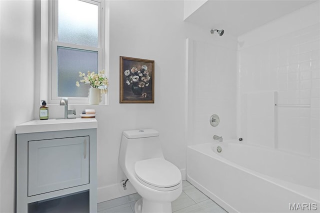 1521 Collins Ave, Saint Louis, MO 63117 - full bathroom with tile patterned floors, toilet, shower / bathtub combination, vanity, and baseboards