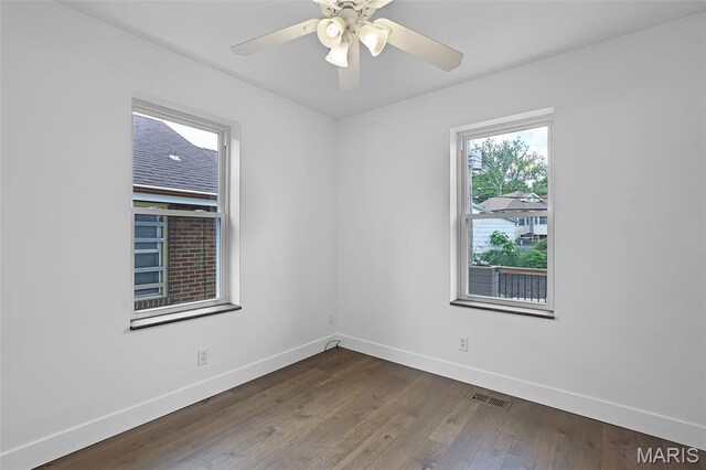 1521 Collins Ave, Saint Louis, MO 63117 - empty room featuring baseboards, hardwood / wood-style floors, and ceiling fan