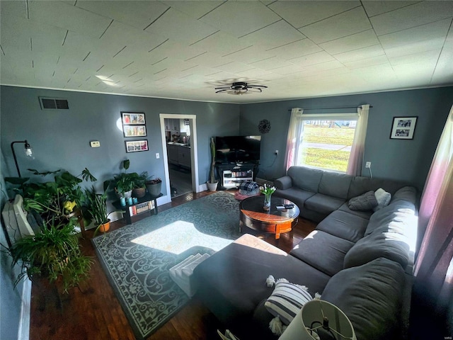 106 S 3rd, Novelty, MO 63460 - living room featuring wood finished floors and a ceiling fan