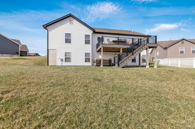 620 Lubbuck Ct, Moscow Mills, MO 63362 - rear view of house featuring stairs and a wooden deck