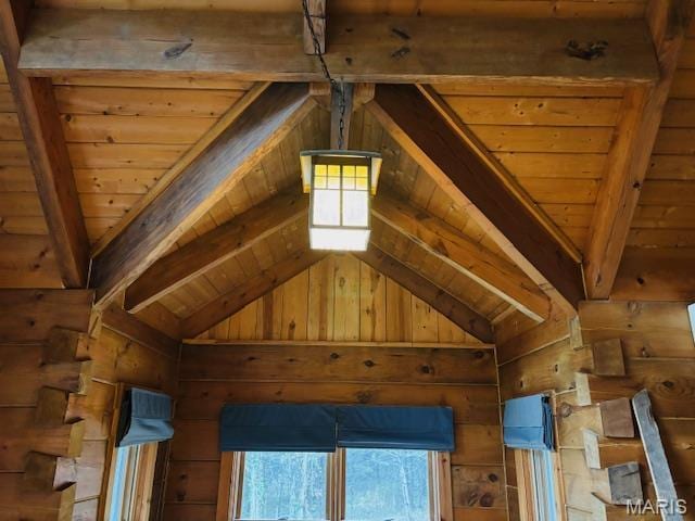 19125 County Road 1220, St James, MO 65559 - detailed view of wood walls, wooden ceiling, and beam ceiling
