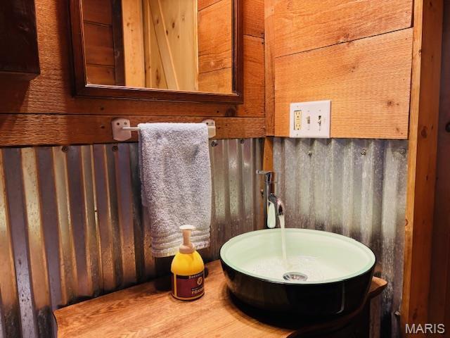 19125 County Road 1220, St James, MO 65559 - bathroom with a sink and wooden walls