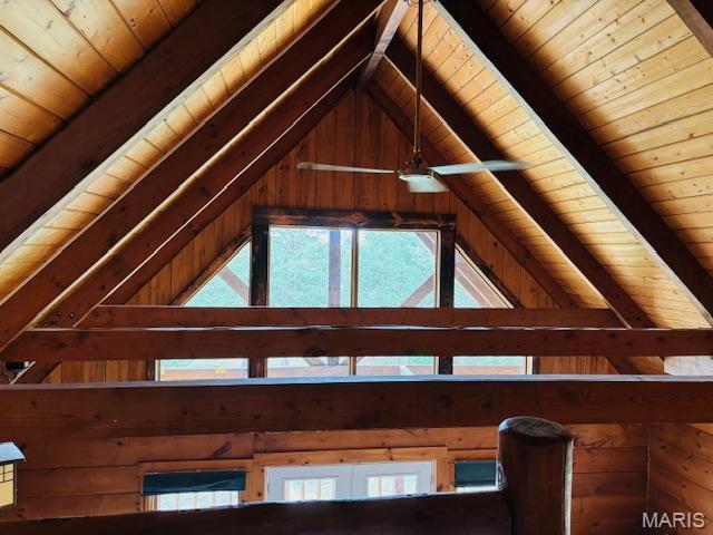 19125 County Road 1220, St James, MO 65559 - detailed view of wooden ceiling, wooden walls, and beamed ceiling