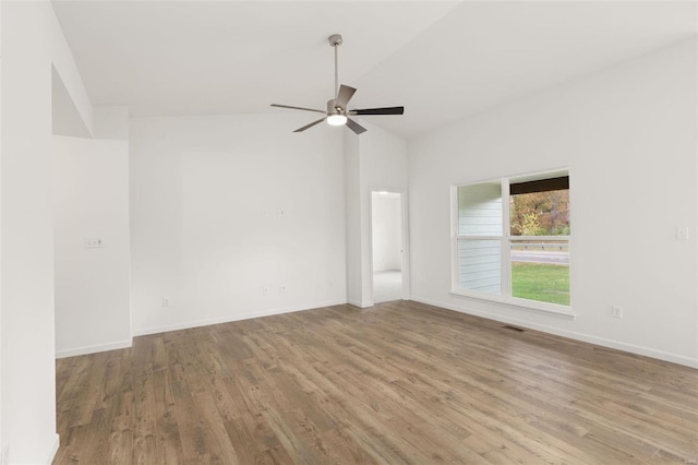 342 Cumberland Ct, Truesdale, MO 63380 - spare room featuring vaulted ceiling, wood finished floors, ceiling fan, and baseboards