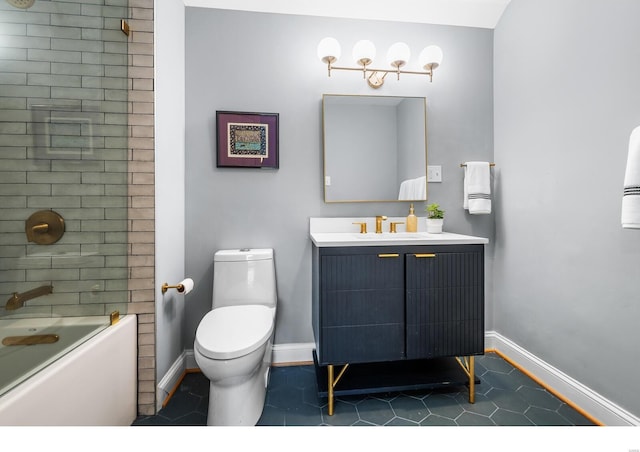 7825 Lafon Pl, Saint Louis, MO 63130 - bathroom featuring toilet, tile patterned flooring, vanity, and shower / tub combination